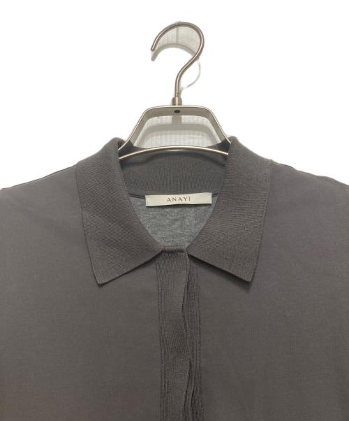ANAYI（アナイ）ANAYI (アナイ) シフォンコンビスキッパー衿ワンピース グレー サイズ:38の古着・服飾アイテム