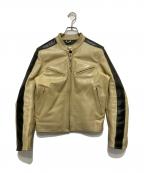 INDIAN MOTORCYCLEインディアンモーターサイクル）の古着「カーフスキンシングルライダースジャケット」｜ベージュ