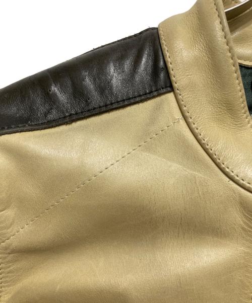 INDIAN MOTORCYCLE（インディアンモーターサイクル）INDIAN MOTORCYCLE (インディアンモーターサイクル) カーフスキンシングルライダースジャケット ベージュ サイズ:36の古着・服飾アイテム