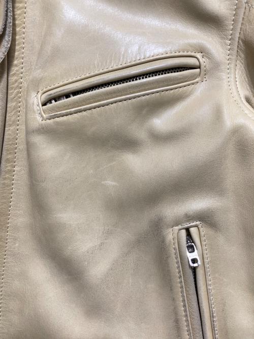 INDIAN MOTORCYCLE（インディアンモーターサイクル）INDIAN MOTORCYCLE (インディアンモーターサイクル) カーフスキンシングルライダースジャケット ベージュ サイズ:36の古着・服飾アイテム