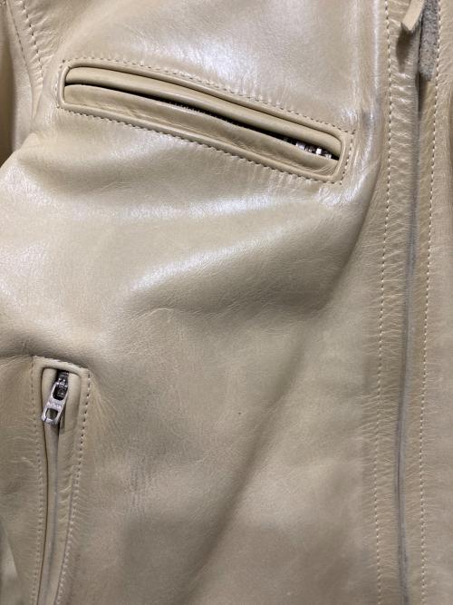 INDIAN MOTORCYCLE（インディアンモーターサイクル）INDIAN MOTORCYCLE (インディアンモーターサイクル) カーフスキンシングルライダースジャケット ベージュ サイズ:36の古着・服飾アイテム