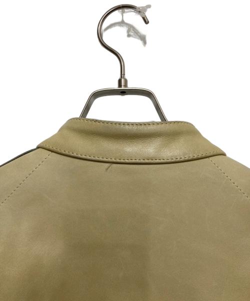 INDIAN MOTORCYCLE（インディアンモーターサイクル）INDIAN MOTORCYCLE (インディアンモーターサイクル) カーフスキンシングルライダースジャケット ベージュ サイズ:36の古着・服飾アイテム