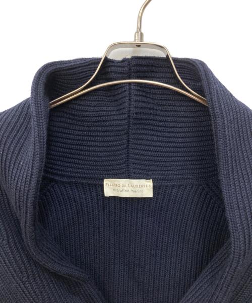 FILIPPO DE LAURENTIIS（フィリッポ・デ・ローレンティス）FILIPPO DE LAURENTIIS (フィリッポ・デ・ローレンティス) メリノウールショールカラーカーディガン ネイビー サイズ:50の古着・服飾アイテム
