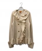 TORY BURCHトリーバーチ）の古着「カシミヤ混金釦フリルニットジャケット」｜アイボリー