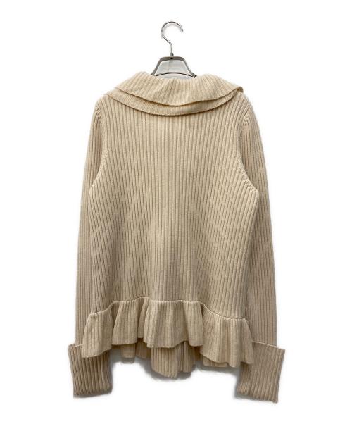 TORY BURCH（トリーバーチ）TORY BURCH (トリーバーチ) カシミヤ混金釦フリルニットジャケット アイボリー サイズ:XLの古着・服飾アイテム