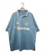 Carhartt WIPカーハート ワーク イン プログレス）の古着「S/S HARTT’S FOOTBALL T-SHIRT」｜ブルー