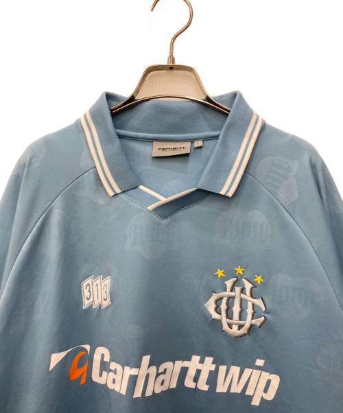 Carhartt WIP（カーハート ワーク イン プログレス）Carhartt WIP (カーハート ワーク イン プログレス) S/S HARTT’S FOOTBALL T-SHIRT ブルー サイズ:Ｌの古着・服飾アイテム