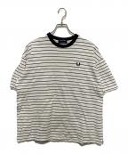 FRED PERRY×BEAMSフレッドペリー×ビームス）の古着「鹿の子ボーダーtシャツ」｜ホワイト