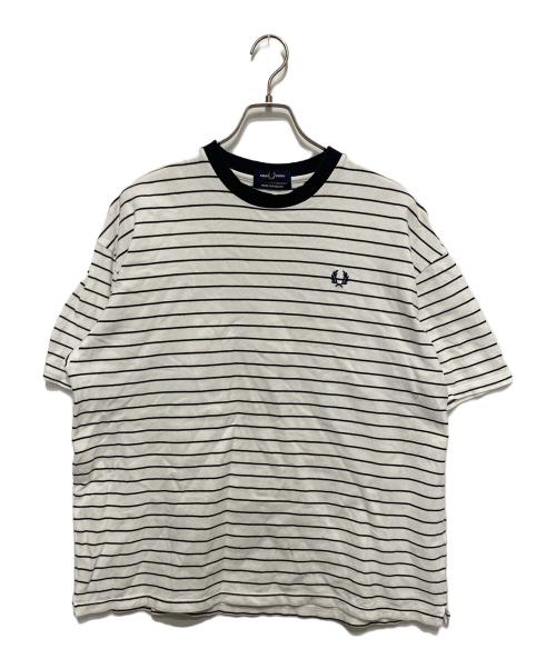 FRED PERRY（フレッドペリー）FRED PERRY (フレッドペリー) BEAMS (ビームス) 鹿の子ボーダーtシャツ ホワイト サイズ:Lの古着・服飾アイテム