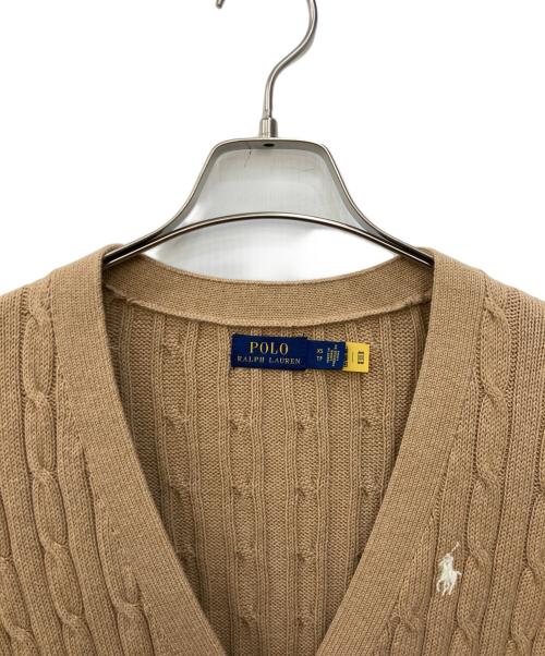 POLO RALPH LAUREN（ポロ・ラルフローレン）POLO RALPH LAUREN (ポロ・ラルフローレン) Vネックケーブルカーディガン ブラウン サイズ:XSの古着・服飾アイテム