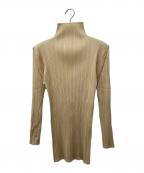 PLEATS PLEASEプリーツプリーズ）の古着「プリーツ加工 ボトルネック カットソー」｜ベージュ