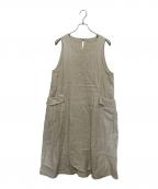 群言堂グンゲンドウ）の古着「春竜胆 綿麻ヘリンボンジャンパースカート」｜ベージュ