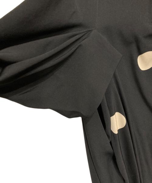 YOHJI YAMAMOTO（ヨウジヤマモト）YOHJI YAMAMOTO (ヨウジヤマモト) ドットプリントアシメシルクワンピース ブラック サイズ:1の古着・服飾アイテム