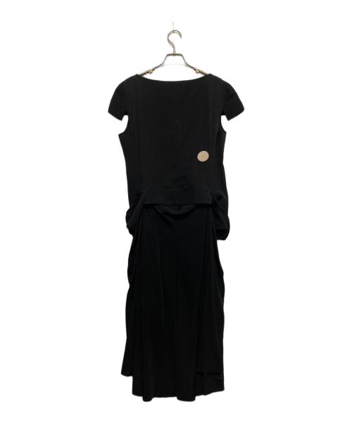 YOHJI YAMAMOTO（ヨウジヤマモト）YOHJI YAMAMOTO (ヨウジヤマモト) ドットプリントアシメシルクワンピース ブラック サイズ:1の古着・服飾アイテム