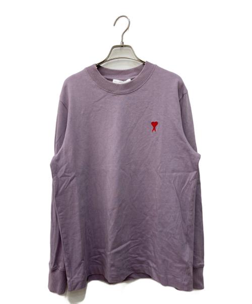ami（アミ）ami (アミ) ロゴ長袖刺繍カットソー パープル サイズ:Mの古着・服飾アイテム