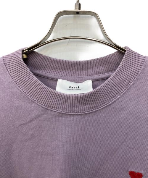 ami（アミ）ami (アミ) ロゴ長袖刺繍カットソー パープル サイズ:Mの古着・服飾アイテム