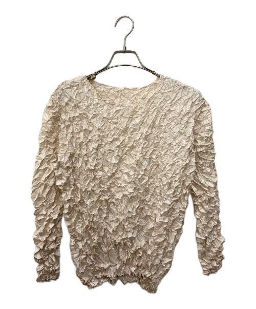 井上プリーツ（イノウエプリーツ）井上プリーツ (イノウエプリーツ) シワ加工カットソー ベージュ サイズ:不明の古着・服飾アイテム