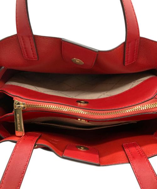 MICHAEL KORS（マイケル・コース）MICHAEL KORS (マイケル・コース) シグネチャー柄エミリアラージサッチェル レッド×ブラウンの古着・服飾アイテム