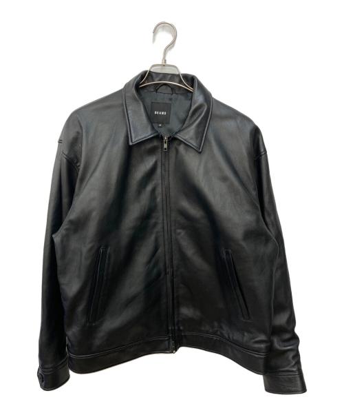 BEAMS（ビームス）BEAMS (ビームス) ラムレザー ジップブルゾン ブラック サイズ:Mの古着・服飾アイテム