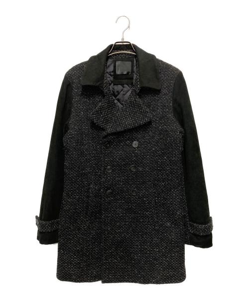 OURET（オーレット）OURET (オーレット) レザー切替ツイードコート ブラック サイズ:不明の古着・服飾アイテム