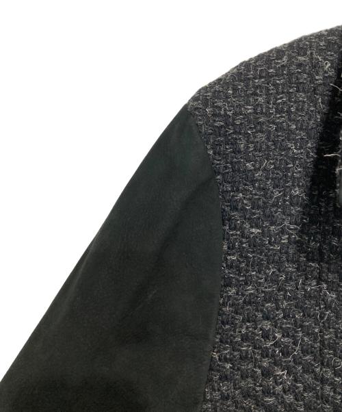 OURET（オーレット）OURET (オーレット) レザー切替ツイードコート ブラック サイズ:不明の古着・服飾アイテム