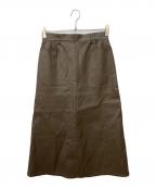 IENAイエナ）の古着「レザーライクトラペーズスカート」｜ブラウン