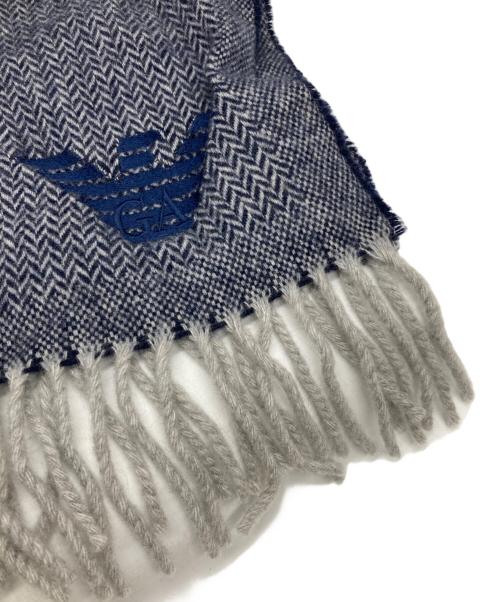 EMPORIO ARMANI（エンポリオアルマーニ）EMPORIO ARMANI (エンポリオアルマーニ) カシミヤストール グレー×ネイビーの古着・服飾アイテム