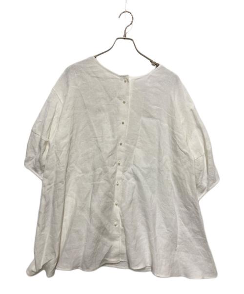 BEARDSLEY（ビアズリー）BEARDSLEY (ビアズリー) パールボタンリネン前後ブラウス ホワイト サイズ:Fの古着・服飾アイテム