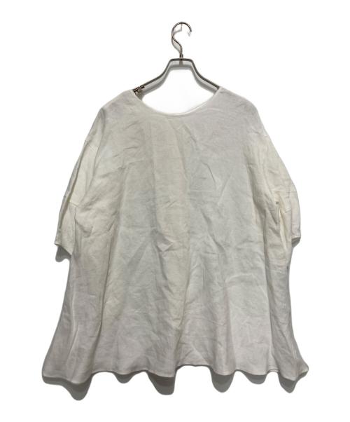 BEARDSLEY（ビアズリー）BEARDSLEY (ビアズリー) パールボタンリネン前後ブラウス ホワイト サイズ:Fの古着・服飾アイテム