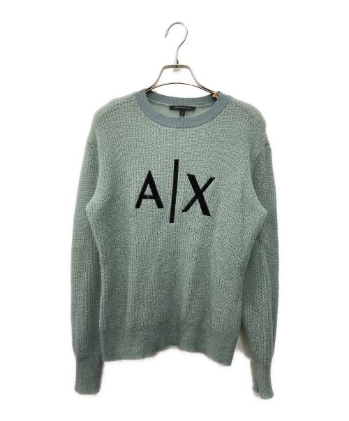 ARMANI EXCHANGE（アルマーニ エクスチェンジ）ARMANI EXCHANGE (アルマーニ エクスチェンジ) ロゴウール混ニット グリーン サイズ:Sの古着・服飾アイテム