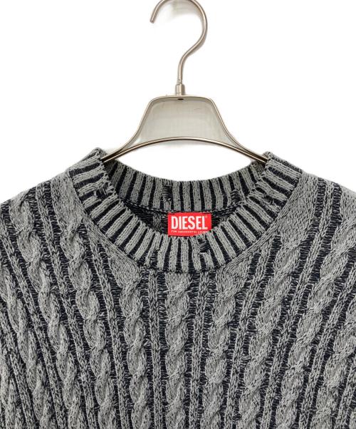 DIESEL（ディーゼル）DIESEL (ディーゼル) M-PANTESSE ケーブルニットセーター グレー サイズ:Sの古着・服飾アイテム