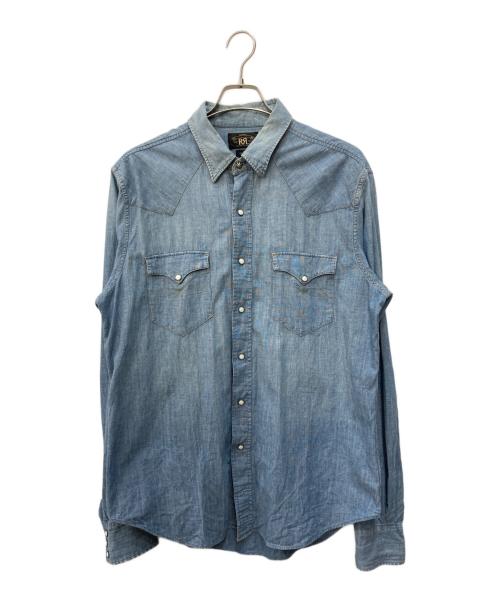 RRL（ダブルアールエル）RRL (ダブルアールエル) コンチョボタンウエスタンデニムシャツ ブルー サイズ:Ｌの古着・服飾アイテム