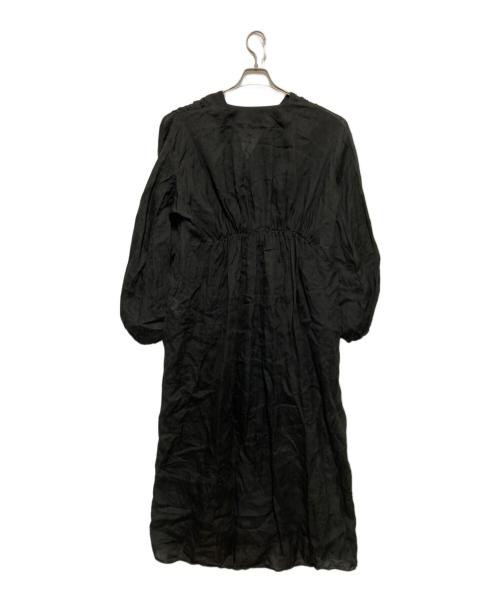 COCUCA（コキュカ）COCUCA (コキュカ) リネンギャザーワンピース グレーの古着・服飾アイテム