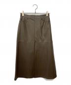 IENAイエナ）の古着「レザーライクトラペーズスカート」｜ブラウン