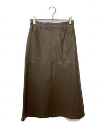 IENA（イエナ）の古着「レザーライクトラペーズスカート」｜ブラウン