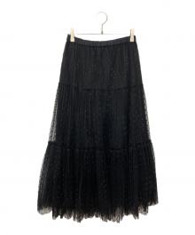 IENA（イエナ）の古着「ドットチュールプリーツスカート」｜ブラック