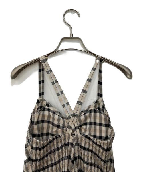 ME&ME COUTURE（ミーアンドミークチュール）me&me couture (ミーアンドミークチュール) チェックサロペワンピース ベージュ サイズ:1 未使用品の古着・服飾アイテム
