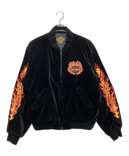 HARLEY-DAVIDSON（ハーレーダビッドソン）HARLEY-DAVIDSON (ハーレーダビッドソン) 別注ベロアスカジャン ブラック サイズ:XLの古着・服飾アイテム
