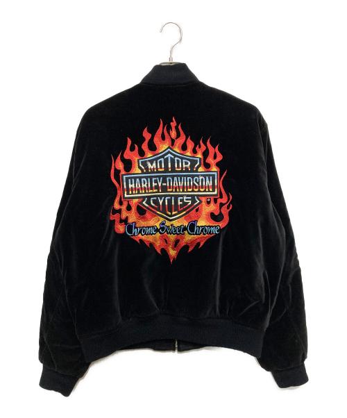 HARLEY-DAVIDSON（ハーレーダビッドソン）HARLEY-DAVIDSON (ハーレーダビッドソン) 別注ベロアスカジャン ブラック サイズ:XLの古着・服飾アイテム