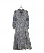 HER LIP TOハーリップトゥ）の古着「Winter Floral Long-sleeve Dress」｜ブルー