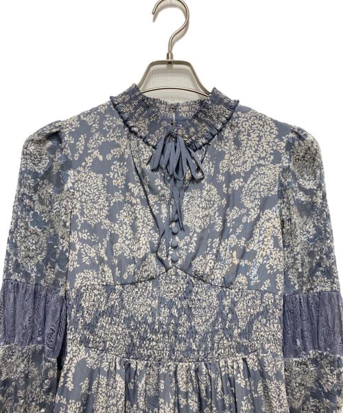 HER LIP TO（ハーリップトゥ）HER LIP TO (ハーリップトゥ) Winter Floral Long-sleeve Dress ブルー サイズ:Ⅿの古着・服飾アイテム