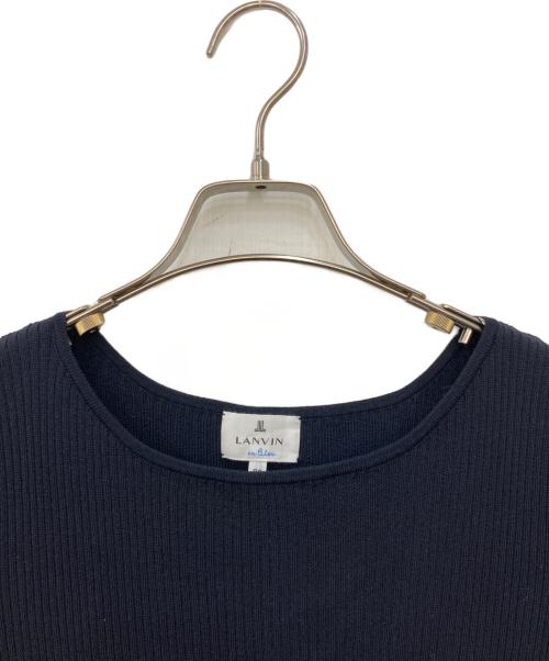 LANVIN en Bleu（ランバンオンブルー）LANVIN en Bleu (ランバンオンブルー) Aラインサイドリボン半袖ニットワンピース ネイビー サイズ:Mの古着・服飾アイテム