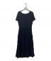 LANVIN en Bleu（ランバンオンブルー）の古着「Aラインサイドリボン半袖ニットワンピース」｜ネイビー