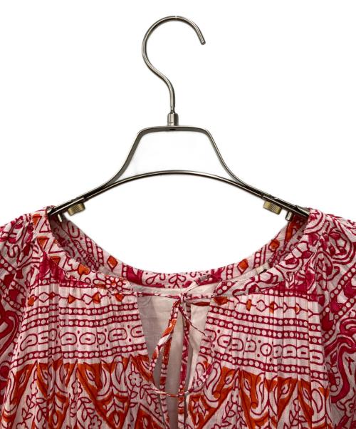 sara mallika（サラマリカ）sara mallika (サラマリカ) Cotton Lurex Border Print Long Dress レッド サイズ:M 未使用品の古着・服飾アイテム