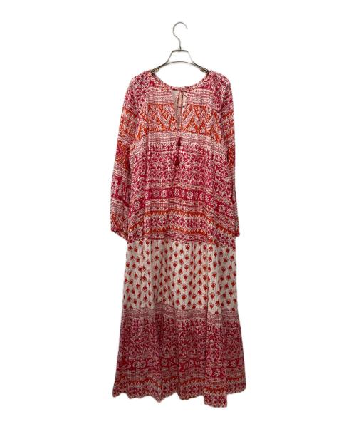 sara mallika（サラマリカ）sara mallika (サラマリカ) Cotton Lurex Border Print Long Dress レッド サイズ:M 未使用品の古着・服飾アイテム