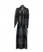 HYKEハイク）の古着「キュプラチェックボウタイジャンプスーツ」｜ブラック