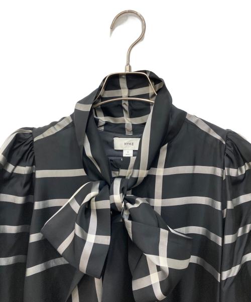 HYKE（ハイク）HYKE (ハイク) キュプラチェックボウタイジャンプスーツ ブラック サイズ:Sの古着・服飾アイテム