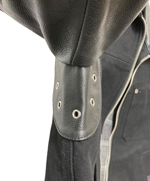 DIESEL（ディーゼル）DIESEL (ディーゼル) J-YUKI レザー切替ジャケット ブラック サイズ:Sの古着・服飾アイテム