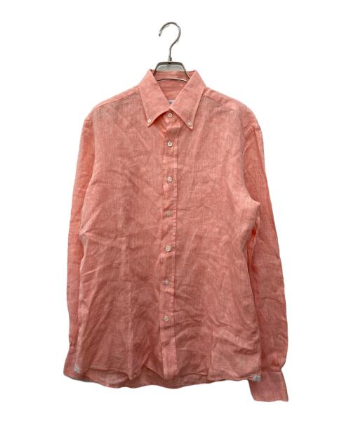 Errico Formicola（エリコフォルミコラ）Errico Formicola (エリコフォルミコラ) リネンボタンダウンシャツ ピンク サイズ:Mの古着・服飾アイテム