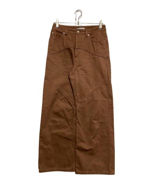 GALERIE VIE（ギャルリーヴィー）GALERIE VIE (ギャルリーヴィー) サンフェードデニム ウェーブカーブパンツ ブラウン サイズ:36の古着・服飾アイテム